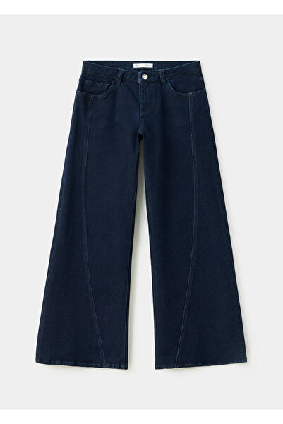 Mango Teen Dekoratif dikişli wide leg jean pantolon