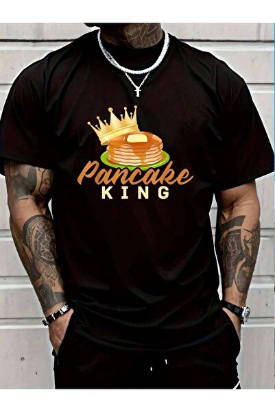 9TAY تي شيرت 100% قطن بتصميم King Pancakes Maple Syrup Pancake Day للرجال وال...