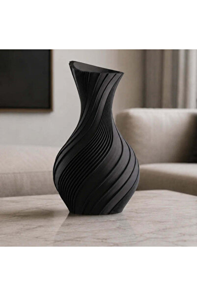 OEM Vaza moderna negru mat, 20 cm, cu design fluid, ideala pentru flori artif...
