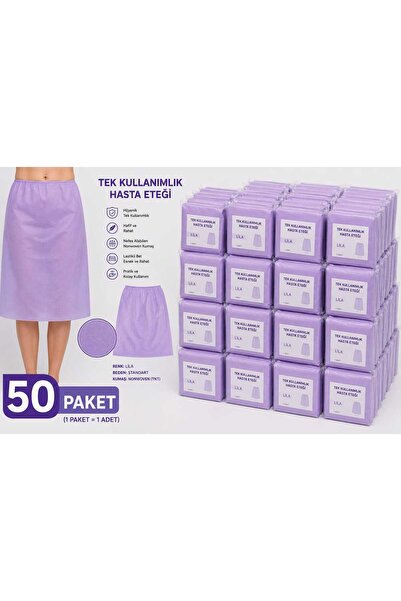 TEK KULLANIMLIK HASTA ETEĞİ MOR RENK 50 ADET TEK TEK PAKETLİ
