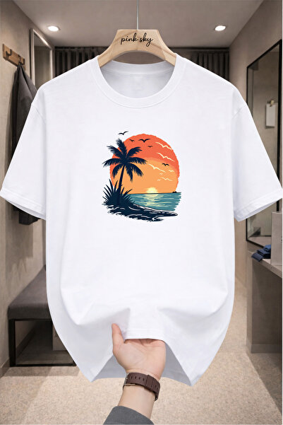 Pink Sky Premium Oversize T-Shirt 100% Cotton Unisex Comfortable Fit Trending...