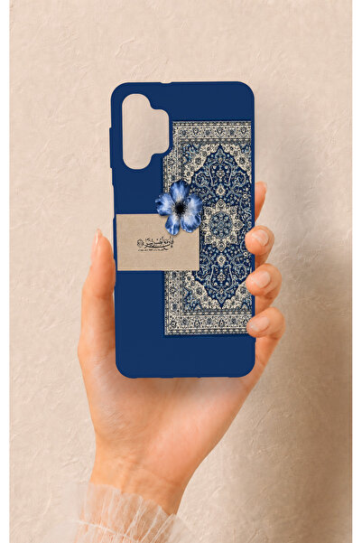Vip Case Samsung A32 Uyumlu Mavi Etnik Halı Desenli Silikon Kılıf