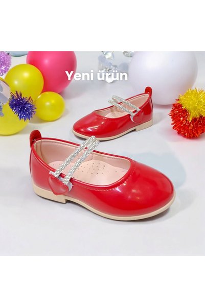 aymudo Red Baby Girl with Heart and Stones, Children's Ballerina Shoes