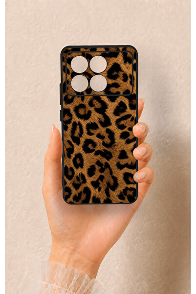 Vip Case Poco X6 Pro Uyumlu Koyu Leopar Deri Desenli Silikon Kılıf
