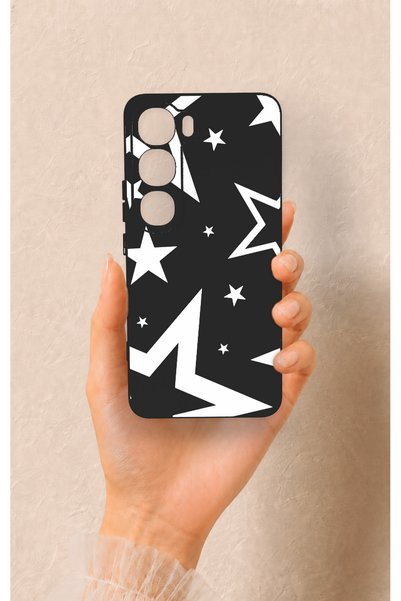 Vip Case حافظة سيليكون سوداء بنمط ميجا ستار متوافقة مع هاتف Vivo V40 Lite 5G