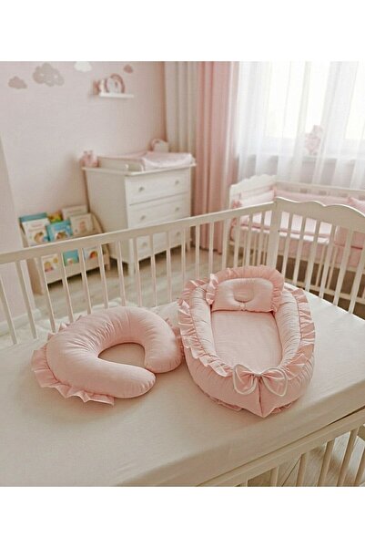 Babynest Ortopedik Fırfırlı ve baş yastık ve Fırfırlı emzırme yastığı takım