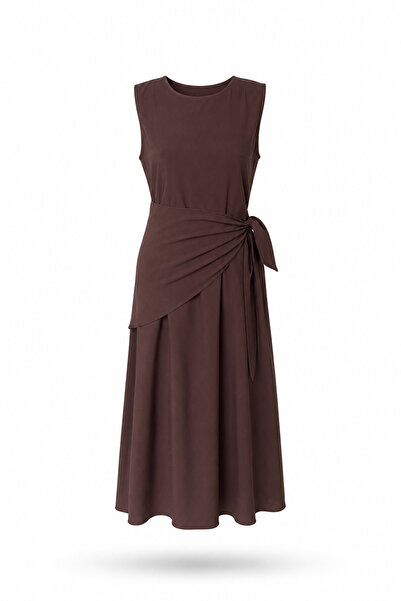 Özge Özgenç Sleeveless Dress with Scarf Accessory