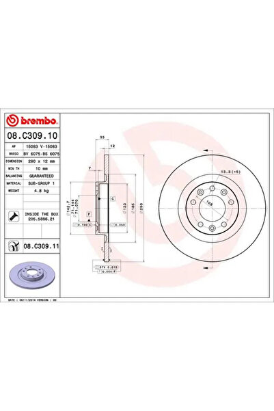 Brembo Set Discuri Frana Citroen C4 Grand Picasso 2/C4 Picasso 1 Microbus/C4 ...