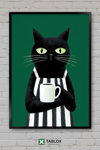 TABLOX Cat Minimal Design Aesthetic Coffee Wooden Framed Decorative Mdf Table