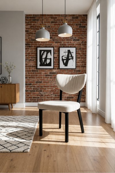 Concept Ayz Home Valoria Serisi 6 Adet Krem Kumaş Siyah İskelet Yemek ve Mutf...
