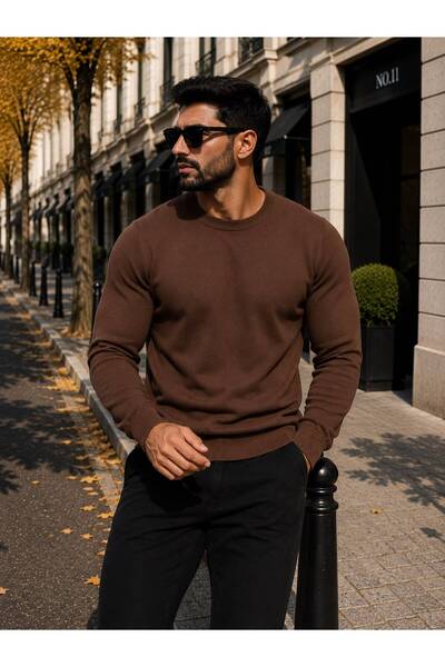 Gül Maison Men's Premium Basic Crew Neck Knitwear Sweater Slim Fit Soft Textu...