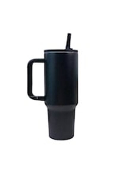 OEM Pahar termos cu pai, din otel inoxidabil negru, 1, 2L