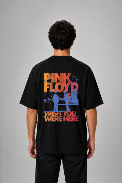 cesita Μπλουζάκι Pink Floyd με στάμπα, υπερμεγέθη, βαμβακερό, μαύρο