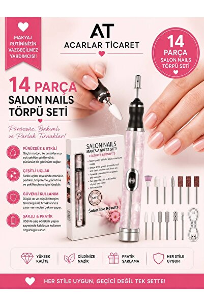 Acarlar Ticaret Kablosuz Şarjlı Hızlı Tırnak Törpü Manikür Pedikür Seti