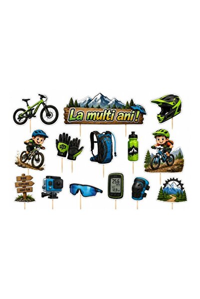 DecoParty Set de decorațiuni pentru tort – Tematică Mountain Bike, 14 piese, ...