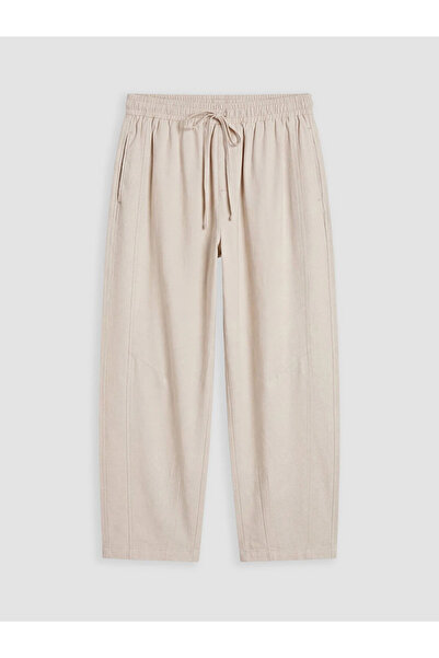 LC Waikiki Beige Elastic Waist Modal Blend Women's Trousers