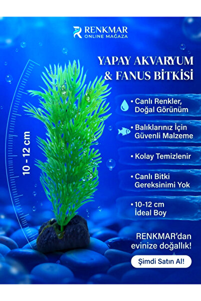 renkmar Yapay Akvaryum ve Fanus Bitkisi 10-12 cm - Canlı Görünümlü Dekoratif ...