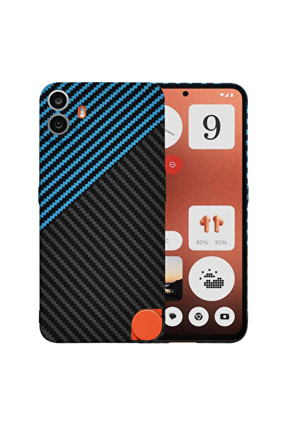 Techsuit Husă pentru Nothing CMF Phone 1, Carcasă din fibră de carbon, albast...