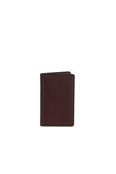 BUENO Burgundy Leather Unisex Card Holder