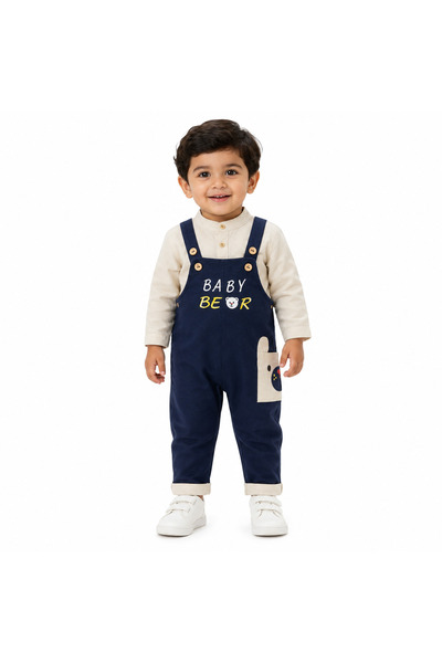 Generic Brand طقم قميص وسالوبيت للأطفال بتطريز Baby Bear