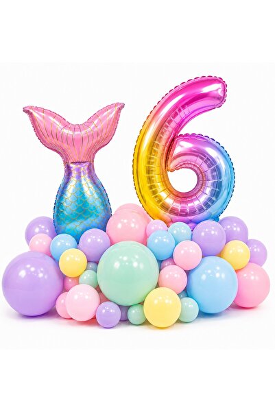 BKMC PARTY Age Balloon Mermaid Birthday Decoration Set 76 cm Number Balloon M...