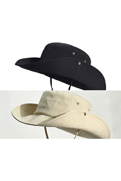 zadenza gold Pack of 2 Summer Foldable Safari Trilby Cotton Cowboy Hats (2 Pi...