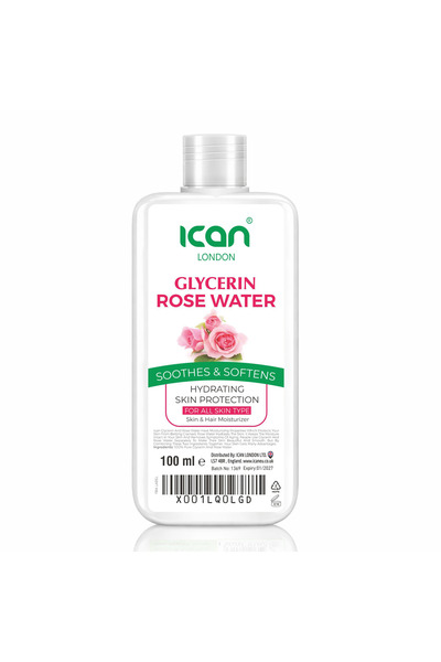 Ican London Rose Water Glycerine 100ml | Hydrating Skin Moisturizer for Face ...