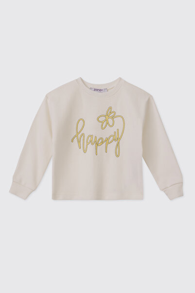 Panço Kız Bebek Ekru-Sarı Sweatshirt