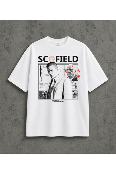 kun inaki Prison Break Michael Scofield Baskılı Beyaz Unisex T-Shirt