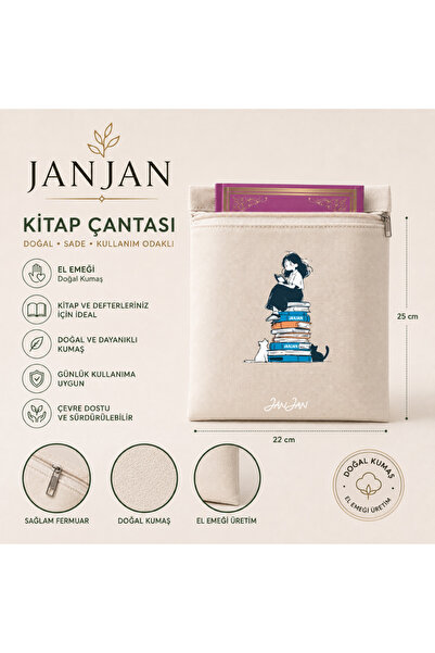 JANJAN Калъф за книга от естествена материя, Миещ се калъф за книга, Калъф за...