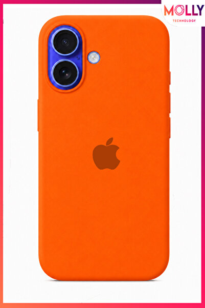 Molly iPhone 16 PLUS İçin Turuncu Lansman İçi Kadife Mat Silikon Kılıf