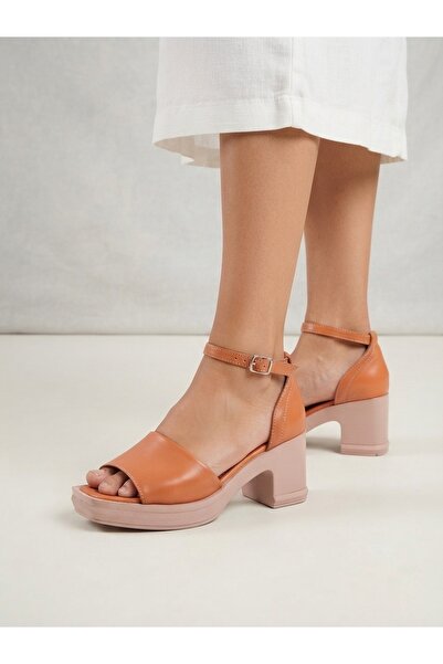 Rüya Shoes حذاء نسائي من الجلد الطبيعي بكعب سميك - 7 سم