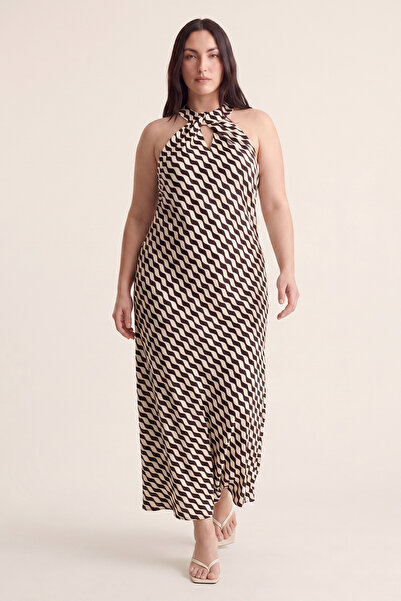 MYLİNE Halter Neck Long Satin Dress