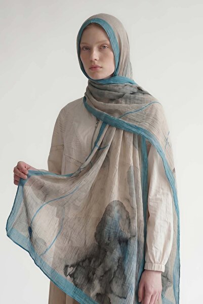 Levidor Turquoise Crayon Pattern Muslin Shawl