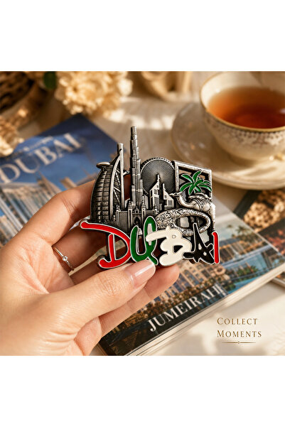 NUJET Dubai city landmark stereo metal refrigerator multicolor retro relief m...
