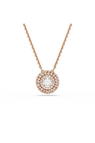 Swarovski Sublima Kolye, Yuvarlak kesim, Beyaz, 18k pembe altın rengi yüzey