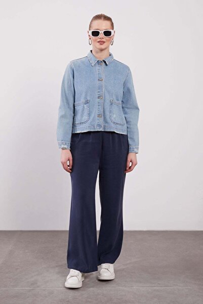 Levidor Navy Blue Double Button Detailed Trousers