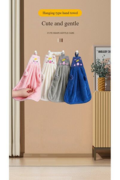 lumina shop Cartoon Crown Pig Hanging Hand Towel, Super Absorbent Coral Fleec...