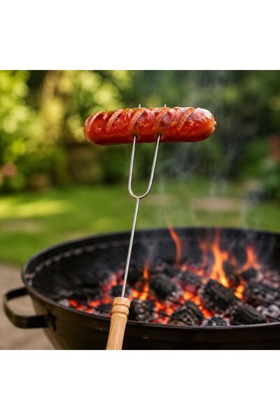 KMT Set 3 frigare duble pentru hot dog din oțel, lungime 40 cm, mâner izolant...