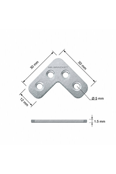 MR.BRACKET 8 ad. Sac Gönye Düz Gönye Köşe Bağlantı Demiri 3x3cm - Çerçeve Sandalye Masa Sehpa Tamir Birleştirme