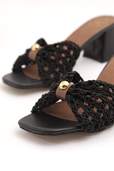 RoseVeno Women's Lace Braided Heeled Slippers