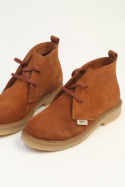 QUİEN Women's Tan Short Lace-Up Boots Qu-55357