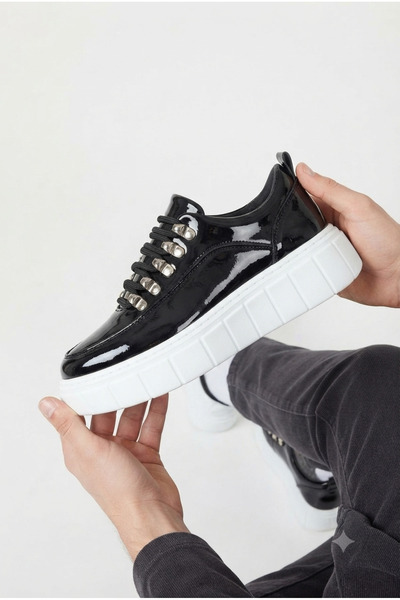 Zerenyus Zrk-X10 High Quality Thick Sole Black and White Patent Leather Daily...