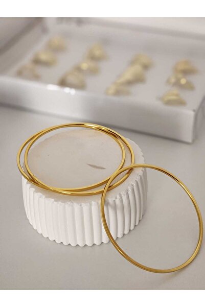 MİNAMOURE STORE KADIN ÇELİK 14K (65MM) ALTIN KAPLAMA 3'LÜ AJDA BİLEZİK SETİ -...