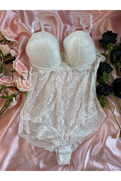 Beyaz Dantelli Bodysuit