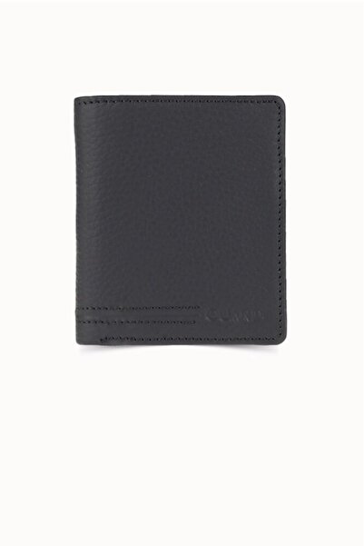 Çıkrık Matte Black Leather Men's Wallet with Guard Coin Purse