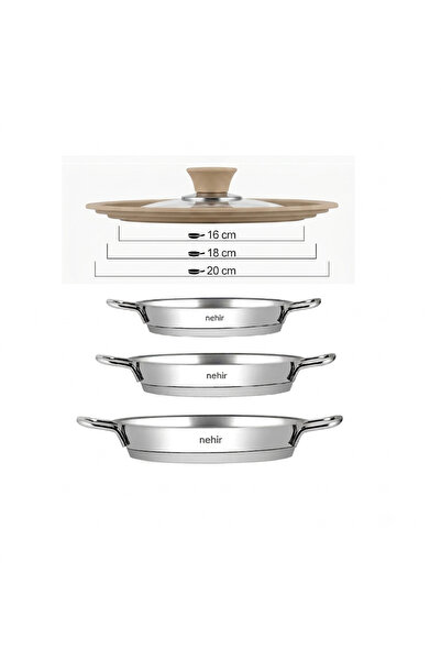 ERGENÇLERZÜCCACİYE Nehir Silver Steel Universal Covered 4-Piece Italian Omele...
