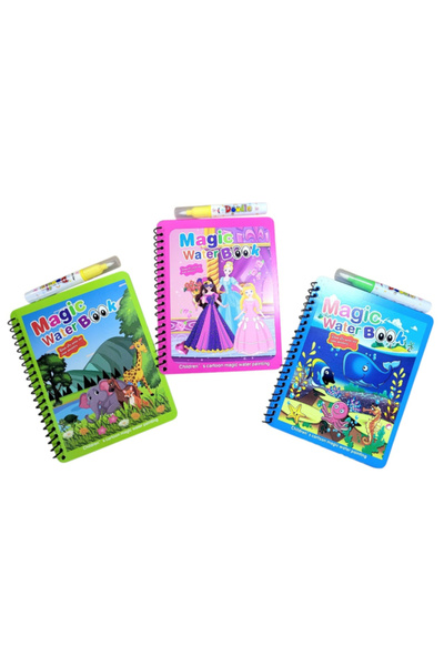 OEM Set of 3 Magic Water Book coloring books with water, animals, marine anim...