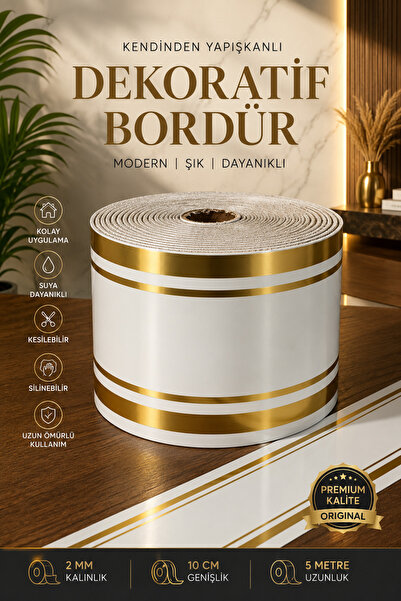 UKAB DEKOR 10x500 Cm Tek Parça Border Kendinden Yapışkanlı Dekoratif Duvar Ce...