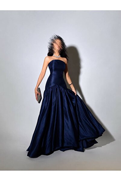 Angelinaa فستان سهرة طويل باللون الكحلي الداكن (Navy Blue)،